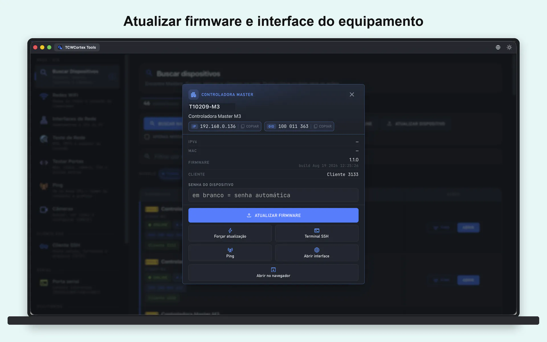 Scanner de rede: ações no equipamento