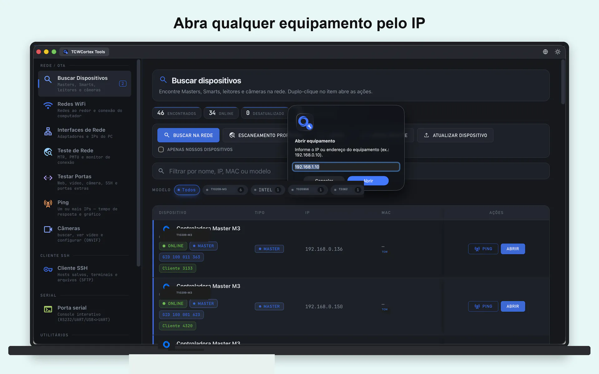 Scanner de rede: abrir equipamento por IP